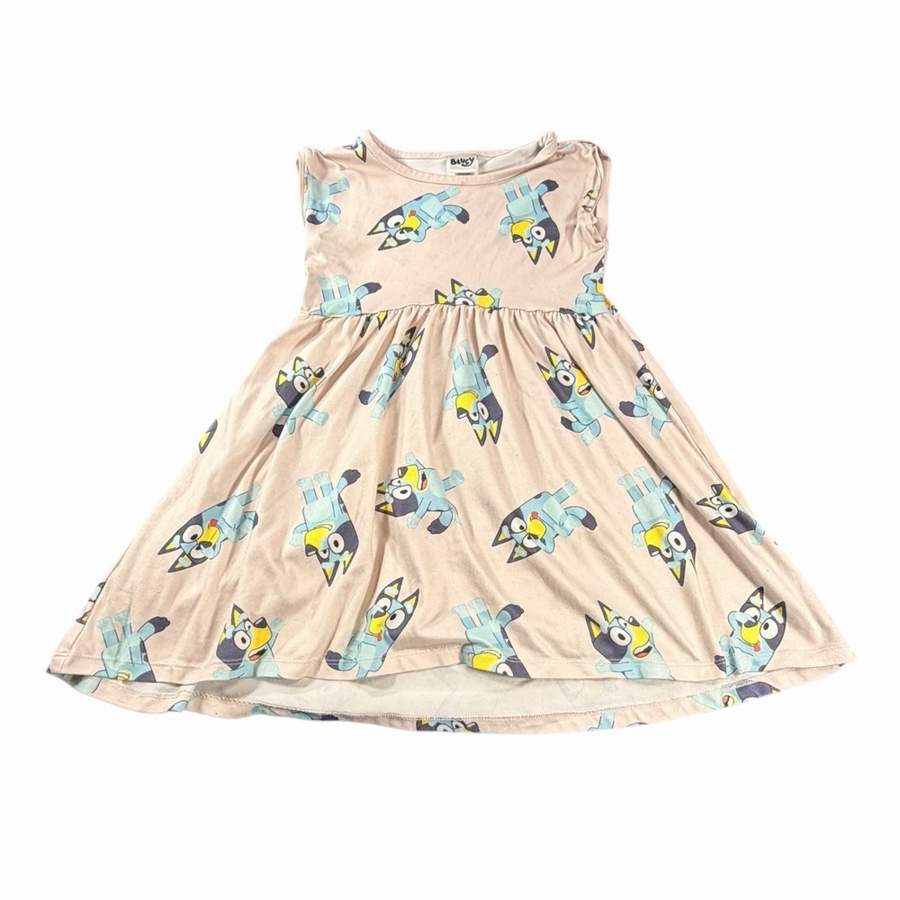 Bluey Toddler Girls Sleeveless Skater Dress‎ Peach Pink All Over Print 5T